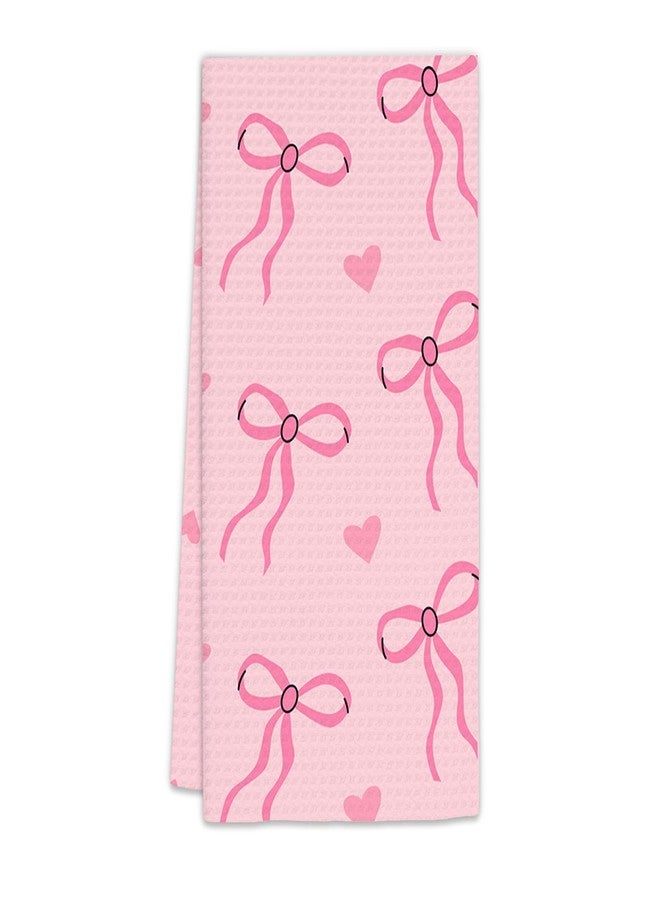 FIicy Pink Bow Coquette Hand Towels, Preppy Coquette Kitchen Towels, HotPink Bow Decorative Hand Towels for Bathroom Kitchen, CoquetteBathroom Decor, Pink Preppy Bathroom Decor(16x24 Inch) - Image 1